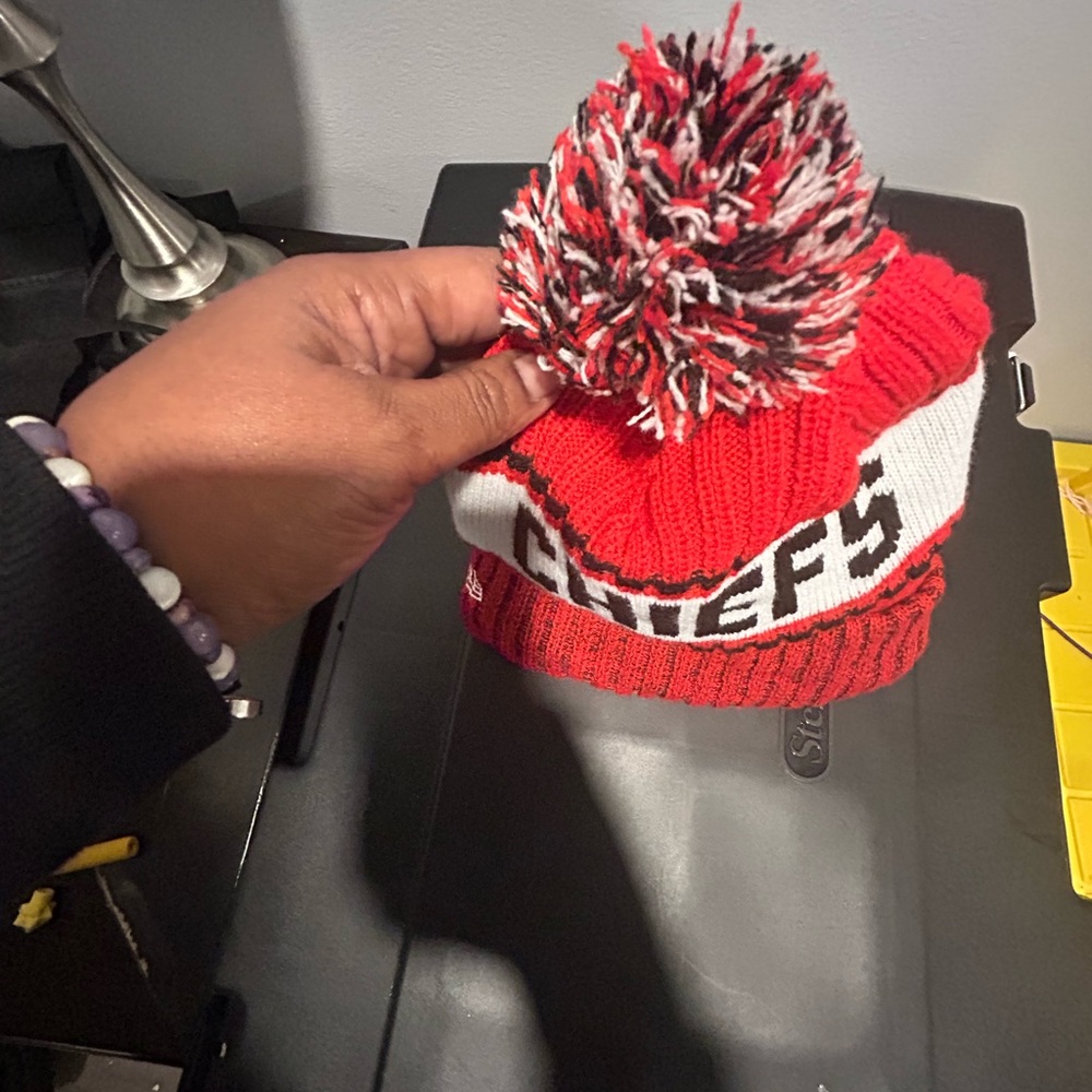 New Era Red and Black Pom-Pom Hat